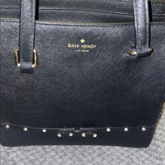 Kate Spade Laurel Way Jeweled Black Satchel and Wallet Set 9”W x 8”H - Picture 3 of 14